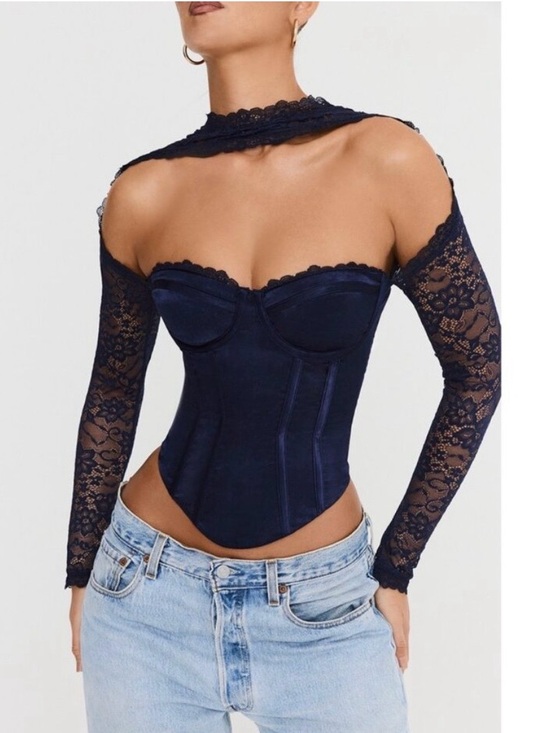 House of CB Tops - Mistress Rocks House Of CB Corset XS Navy Coquette Romantic Gothic Clubwear Top
